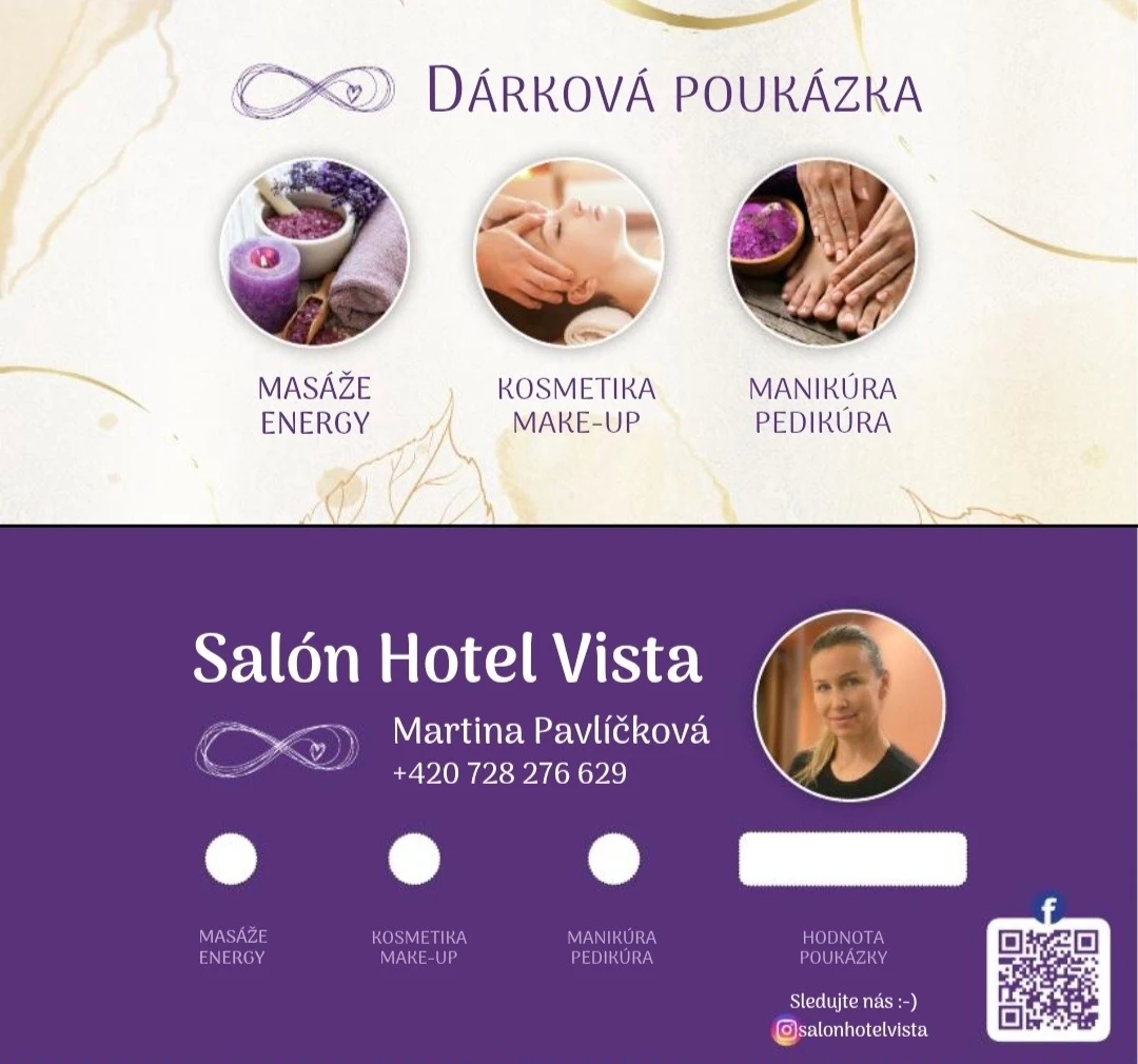 Ukázka dárkového poukazu – Salón Hotel Vista, Martina Pavlíčková